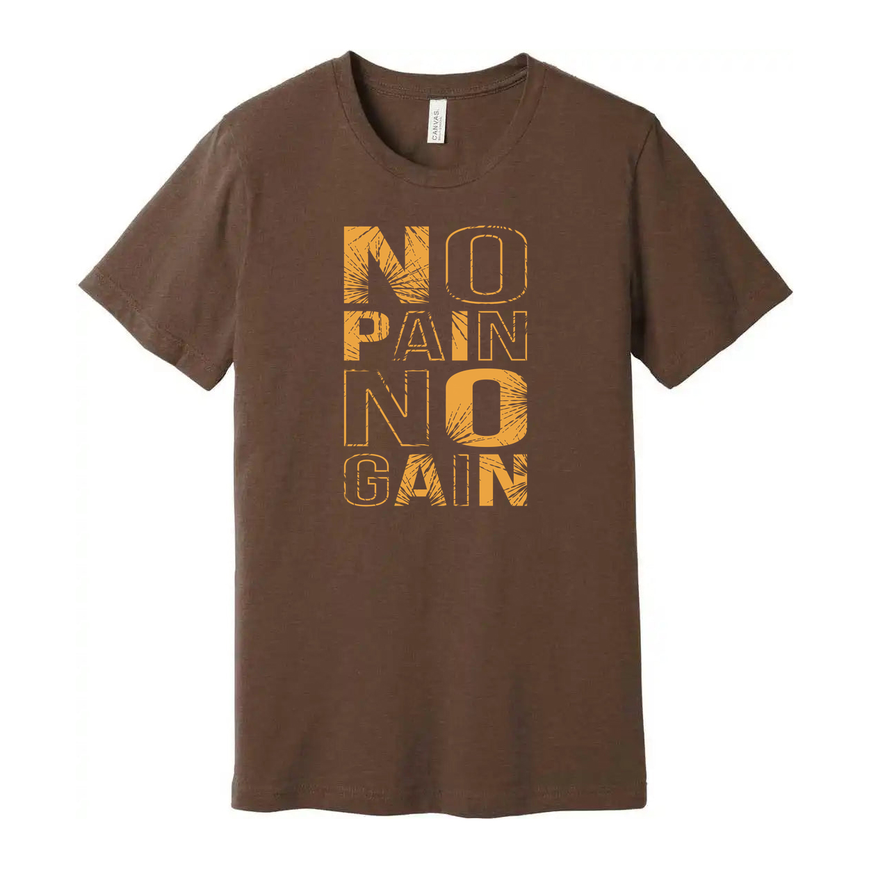 No Pain No Gain Unisex Athletic Tee With Bold Orange Slogan For Gym Workouts Training