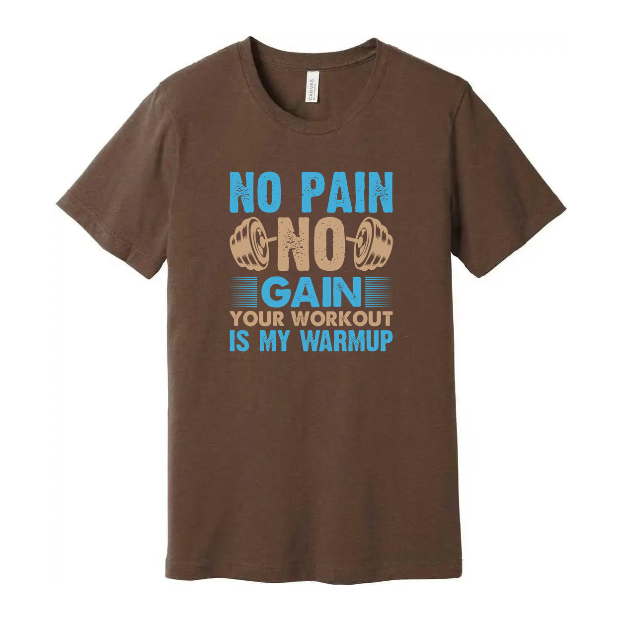 No Pain No Gain Unisex Workout T Shirt With Dumbbell Graphic Vintage Style Soft Cotton Material