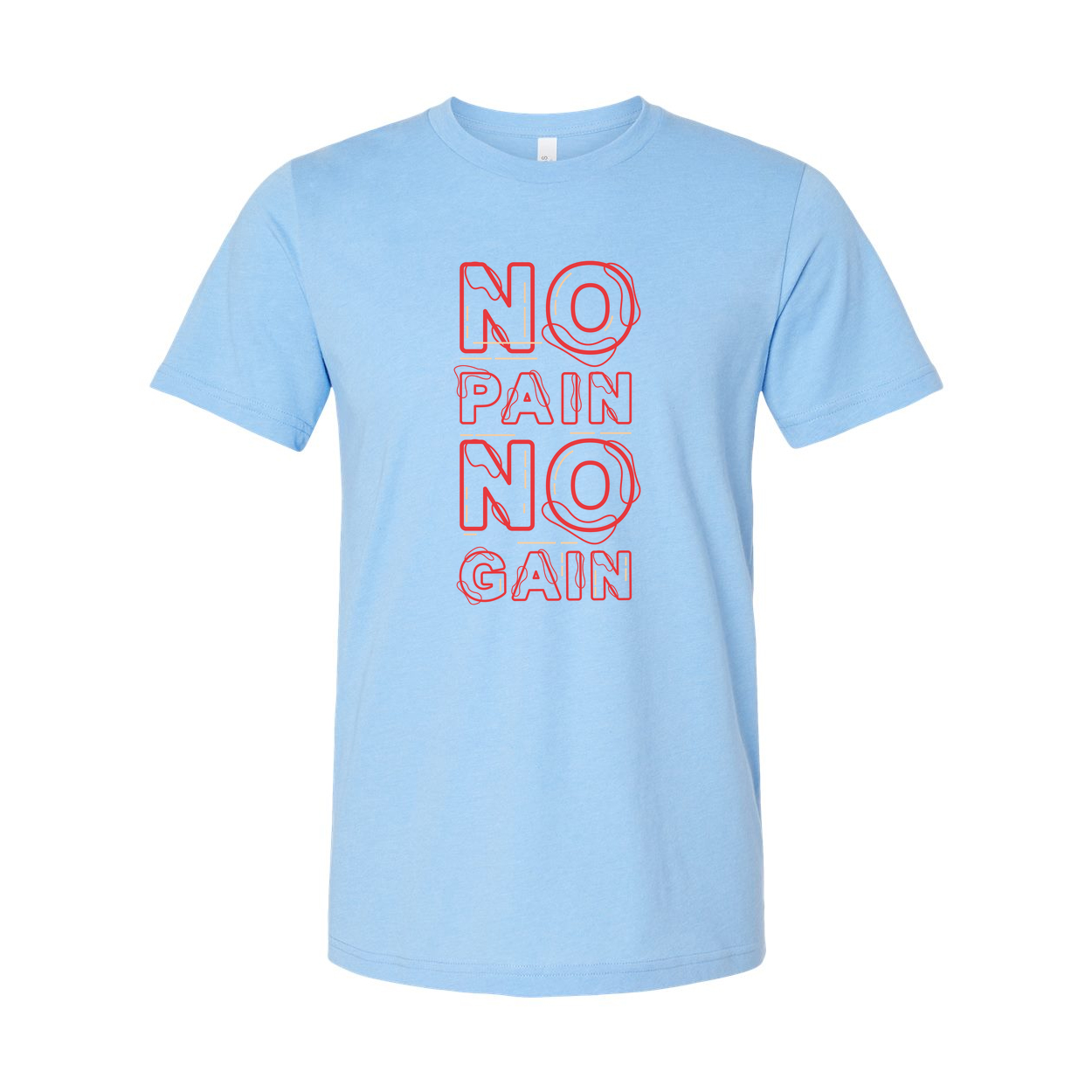 Unisex No Pain No Gain Graphic T Shirt White Short Sleeve With Red Outline Letters