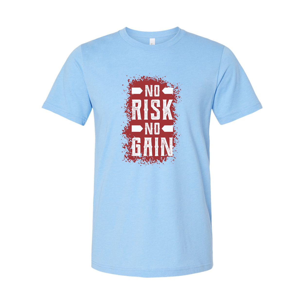 No Risk No Gain Unisex Graphic T Shirt With Bold Red Splatter Print Short Sleeve Cotton Tee