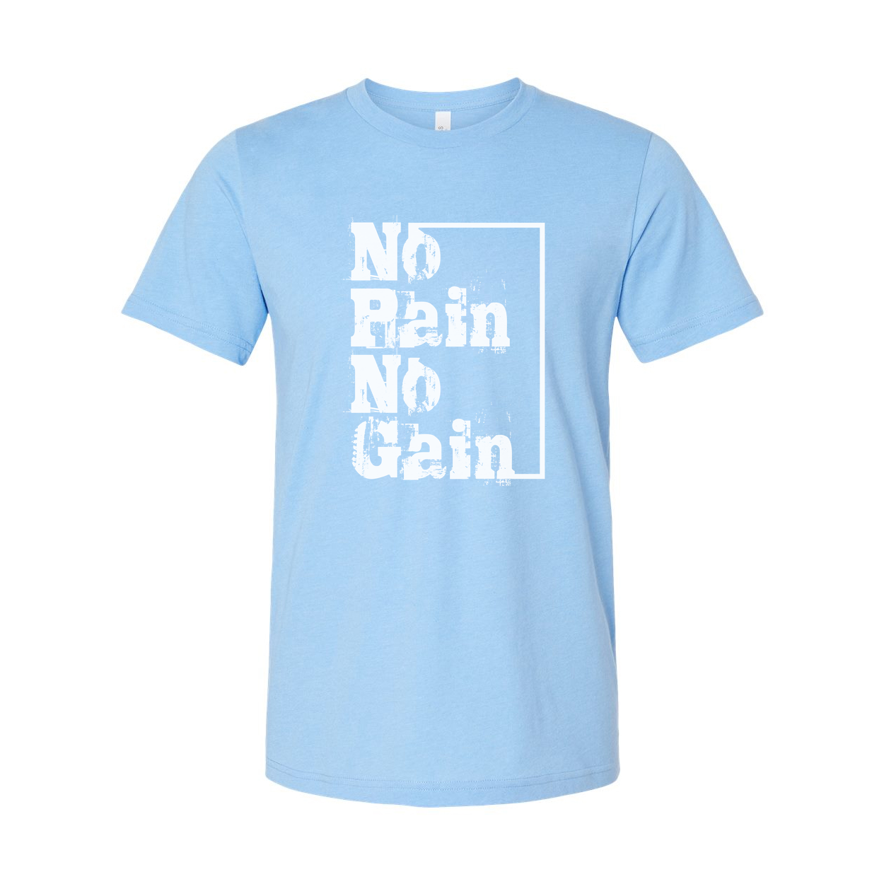 White Unisex Cotton Short Sleeve T Shirt With No Pain No Gain Distressed Graphic