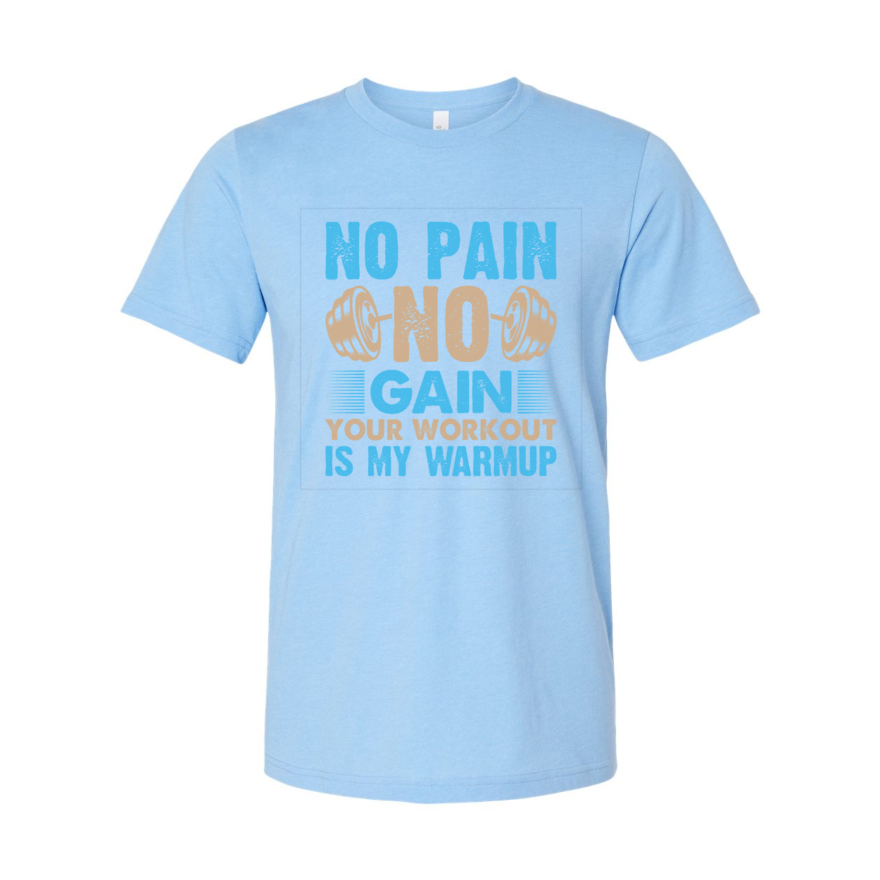No Pain No Gain Unisex Workout T Shirt With Dumbbell Graphic Vintage Style Soft Cotton Material