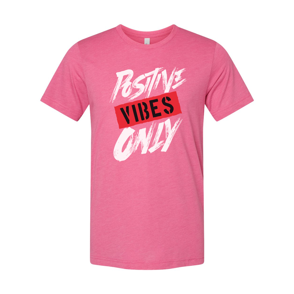 Positive Vibes Only Unisex Graphic T Shirt White Short Sleeve Cotton Everyday Wear