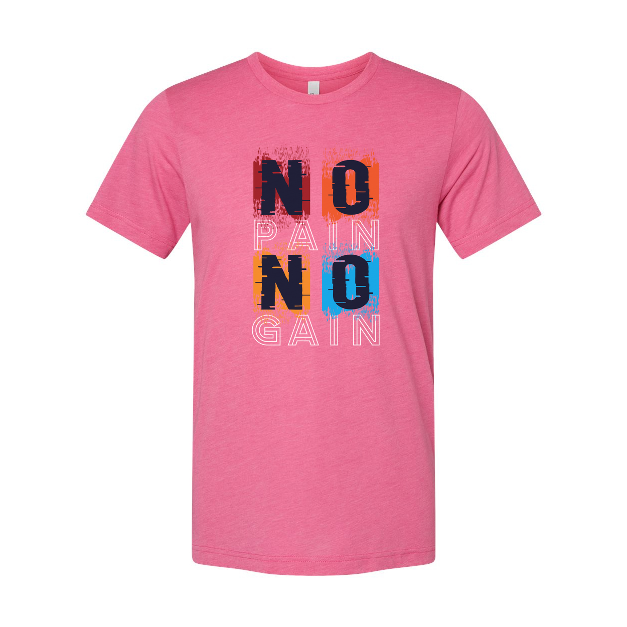 No Pain No Gain Color Block Graphic T Shirt For Unisex Short Sleeve Casual Wear Everyday