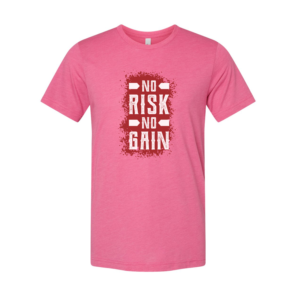 No Risk No Gain Unisex Graphic T Shirt With Bold Red Splatter Print Short Sleeve Cotton Tee