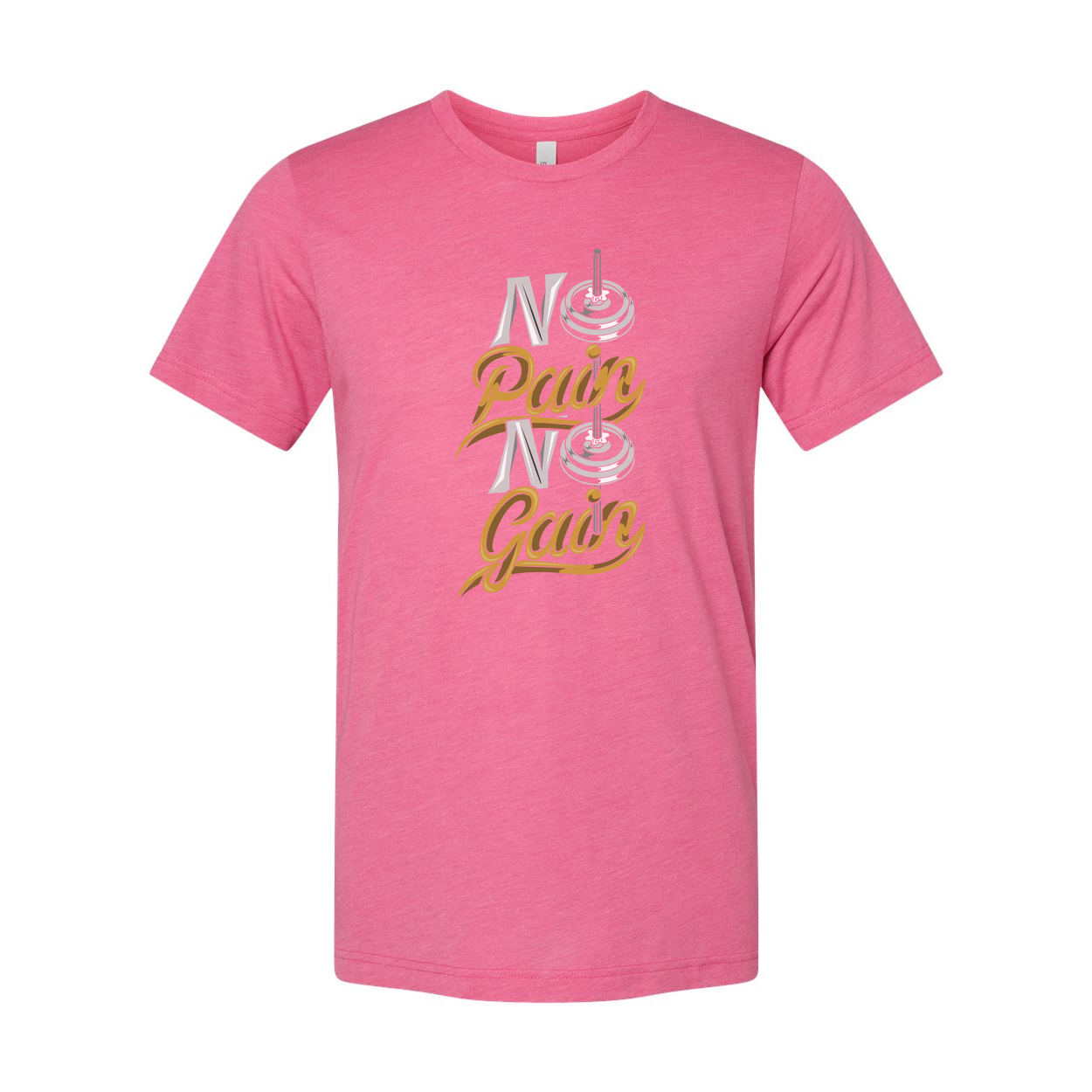 Unisex No Pain No Gain Graphic T Shirt With Weightlifting Motif For Gym Enthusiasts And Athletes
