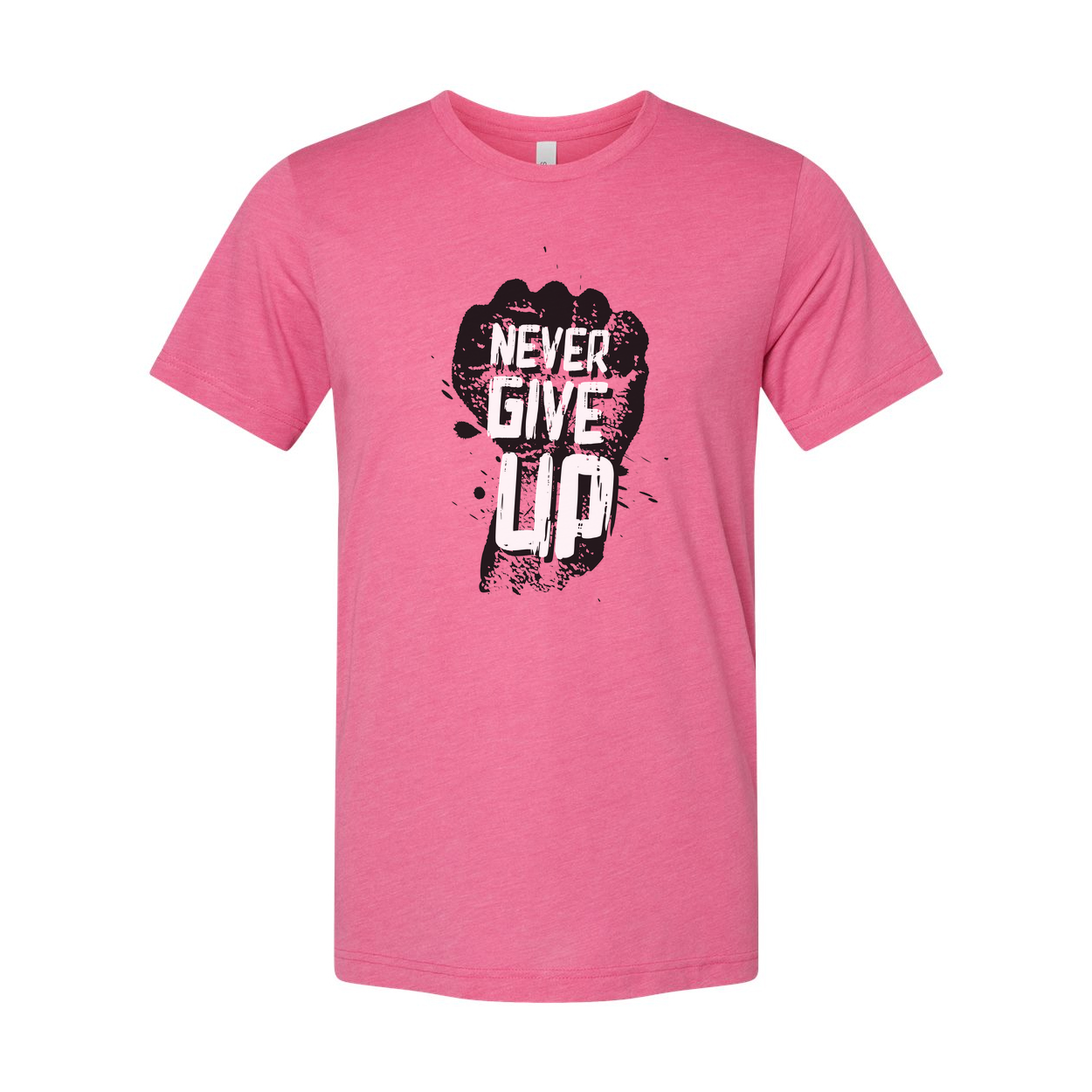 Never Give Up Fist Graphic Unisex Cotton Short Sleeve T Shirt With Bold Black Print