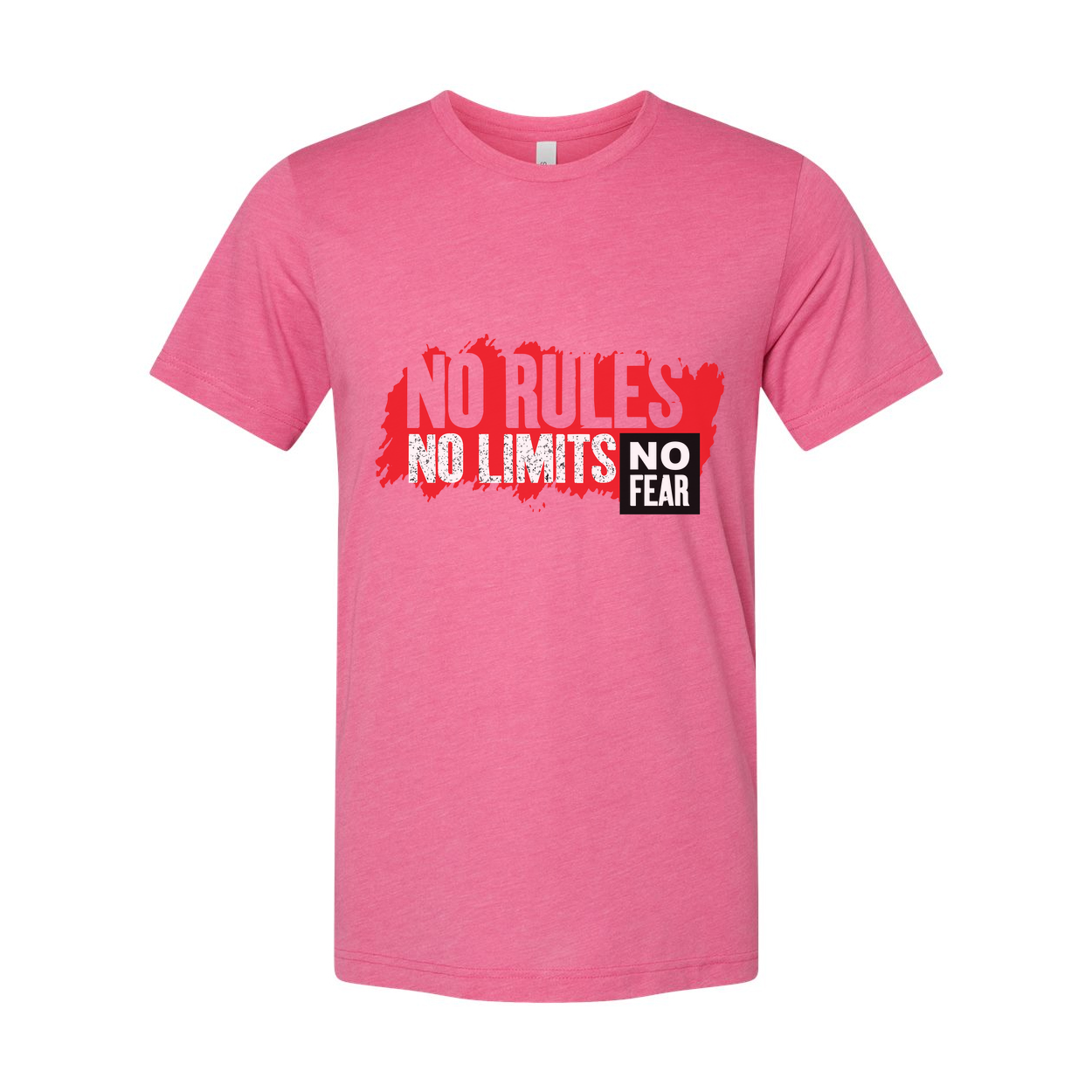 No Rules No Limits No Fear Graphic Tee For Unisex Short Sleeve Cotton T Shirt With Bold Red Print