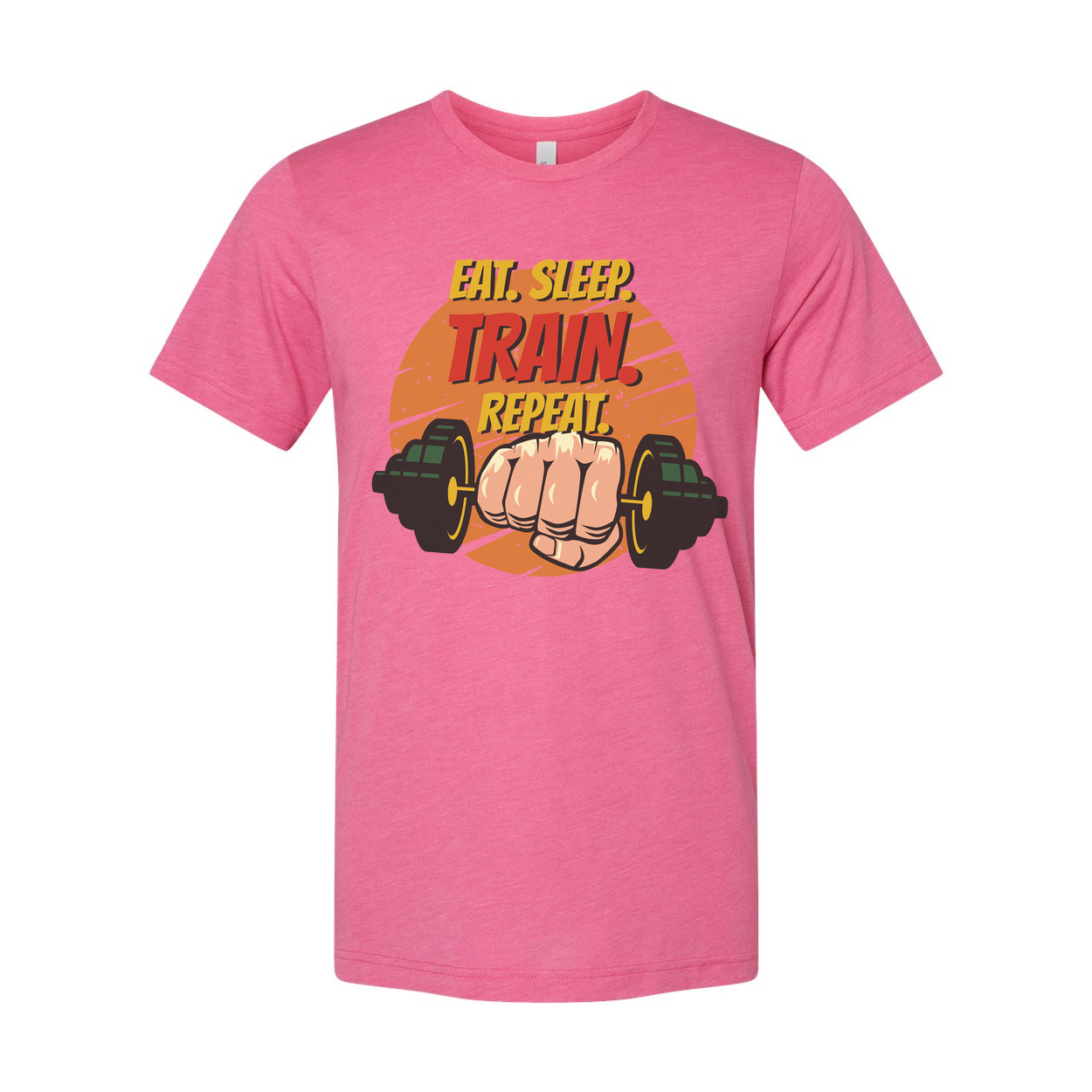 Eat Sleep Train Repeat Unisex Fitness Graphic T Shirt For Gym And Workout Cotton Short Sleeve