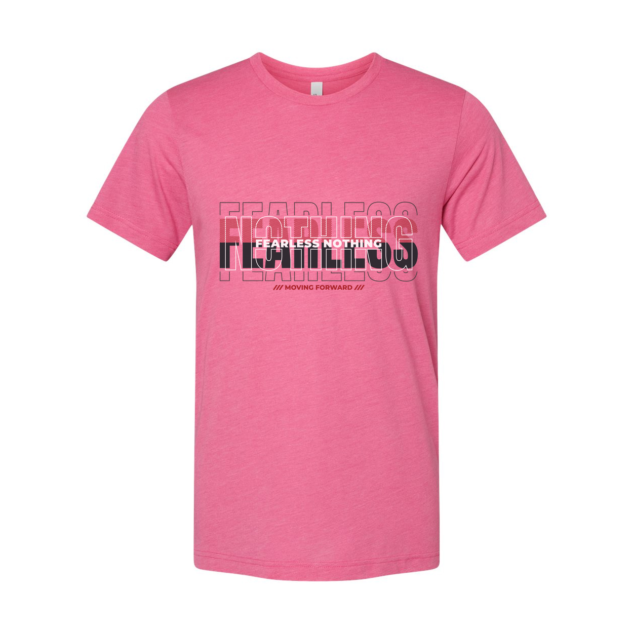 Unisex Fearless Graphic T Shirt With Bold Overlaid Text Design For Workout And Streetwear