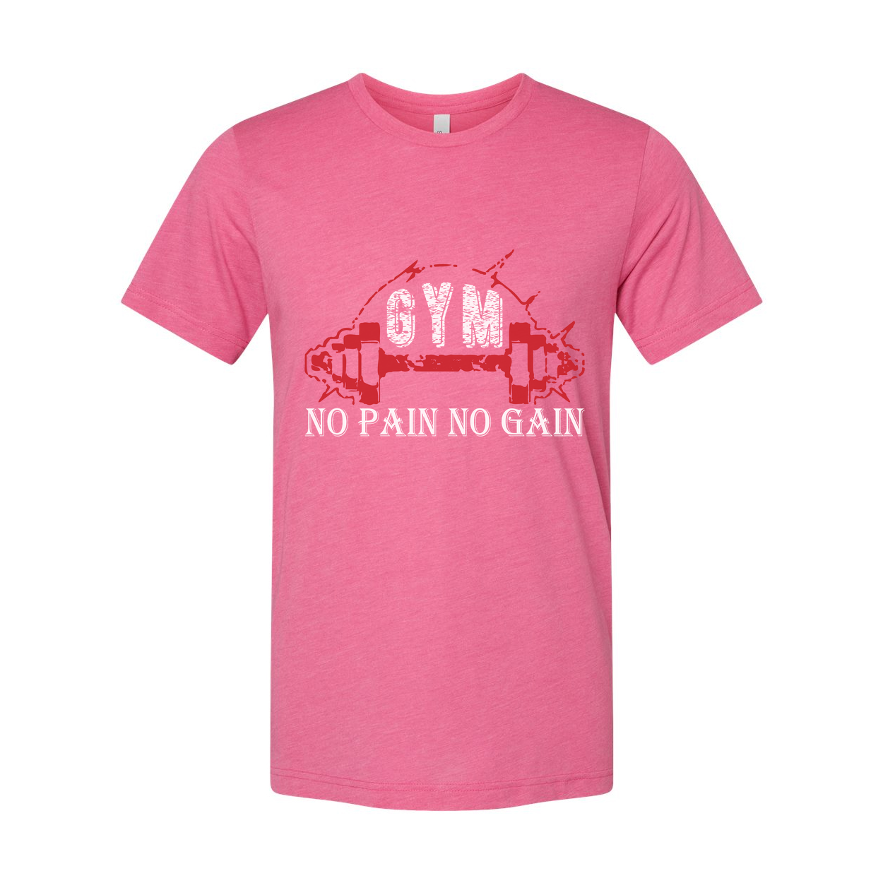 No Pain No Gain Unisex Fitness T Shirt With Red Dumbbell Graphic Cotton Blend Soft Fabric