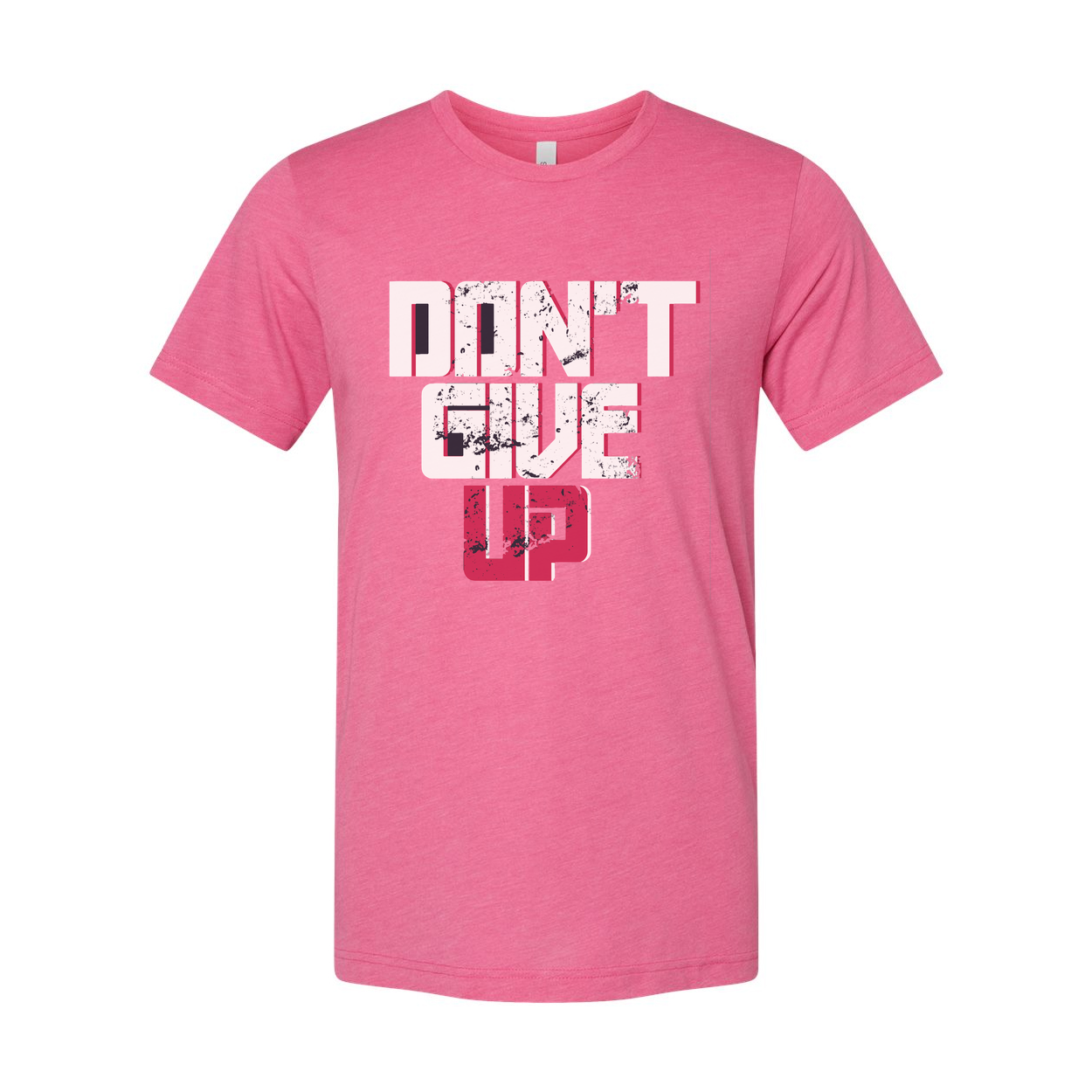 Don't Give Up Graphic T Shirt Unisex White Short Sleeve With Pink And Black Design