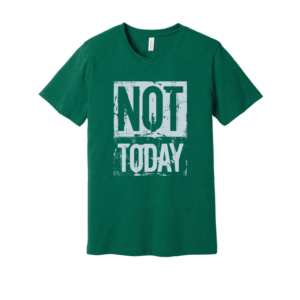 Not Today Graphic White Unisex T Shirt With Light Blue Distressed Square Print Tee