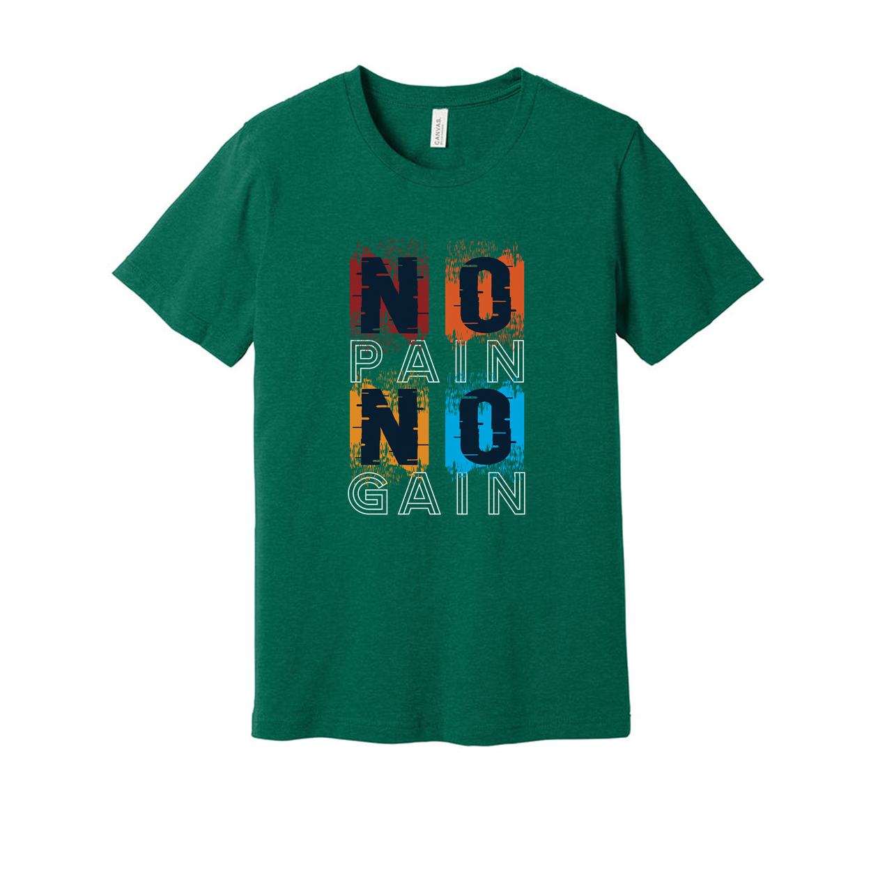 No Pain No Gain Color Block Graphic T Shirt For Unisex Short Sleeve Casual Wear Everyday