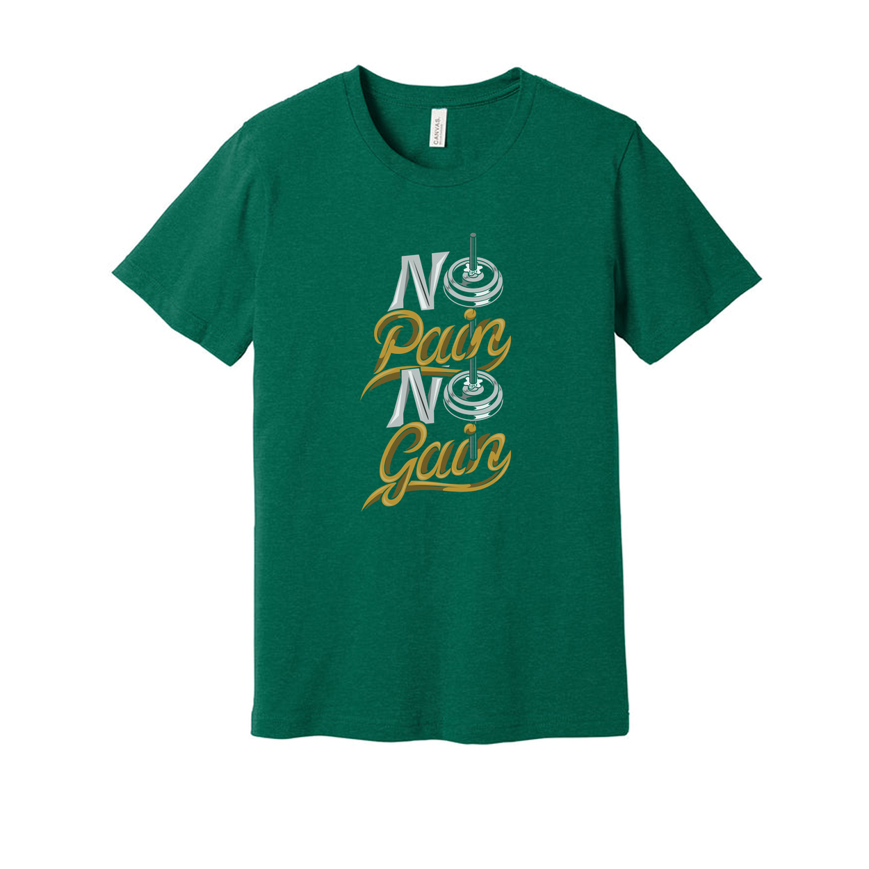 Unisex No Pain No Gain Graphic T Shirt With Weightlifting Motif For Gym Enthusiasts And Athletes