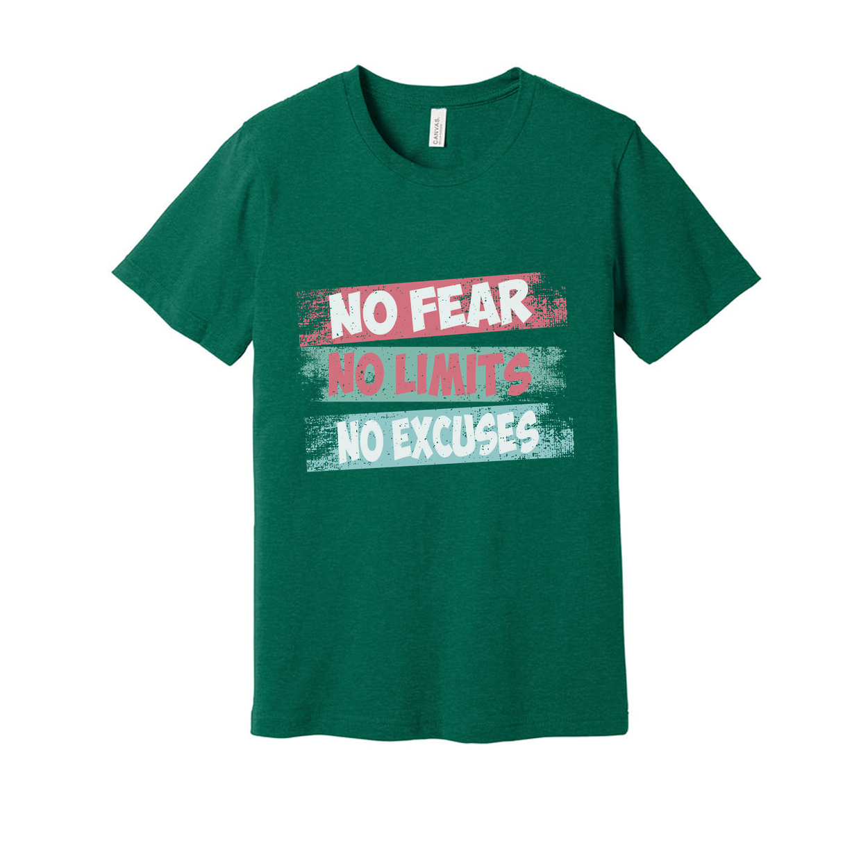 Unisex Graphic T Shirt No Fear No Limits No Excuses Inspirational Print On White