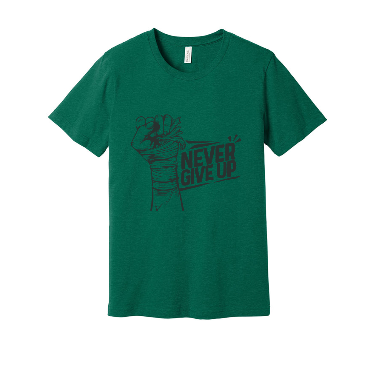 Never Give Up Fist Graphic Unisex T Shirt On White Cotton Short Sleeve Tee For Everyday Wear