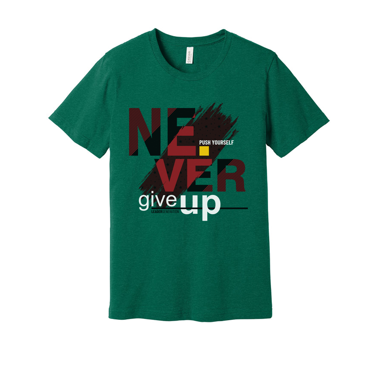 Never Give Up Graphic T Shirt Unisex White Cotton Tee With Bold Red Black Design