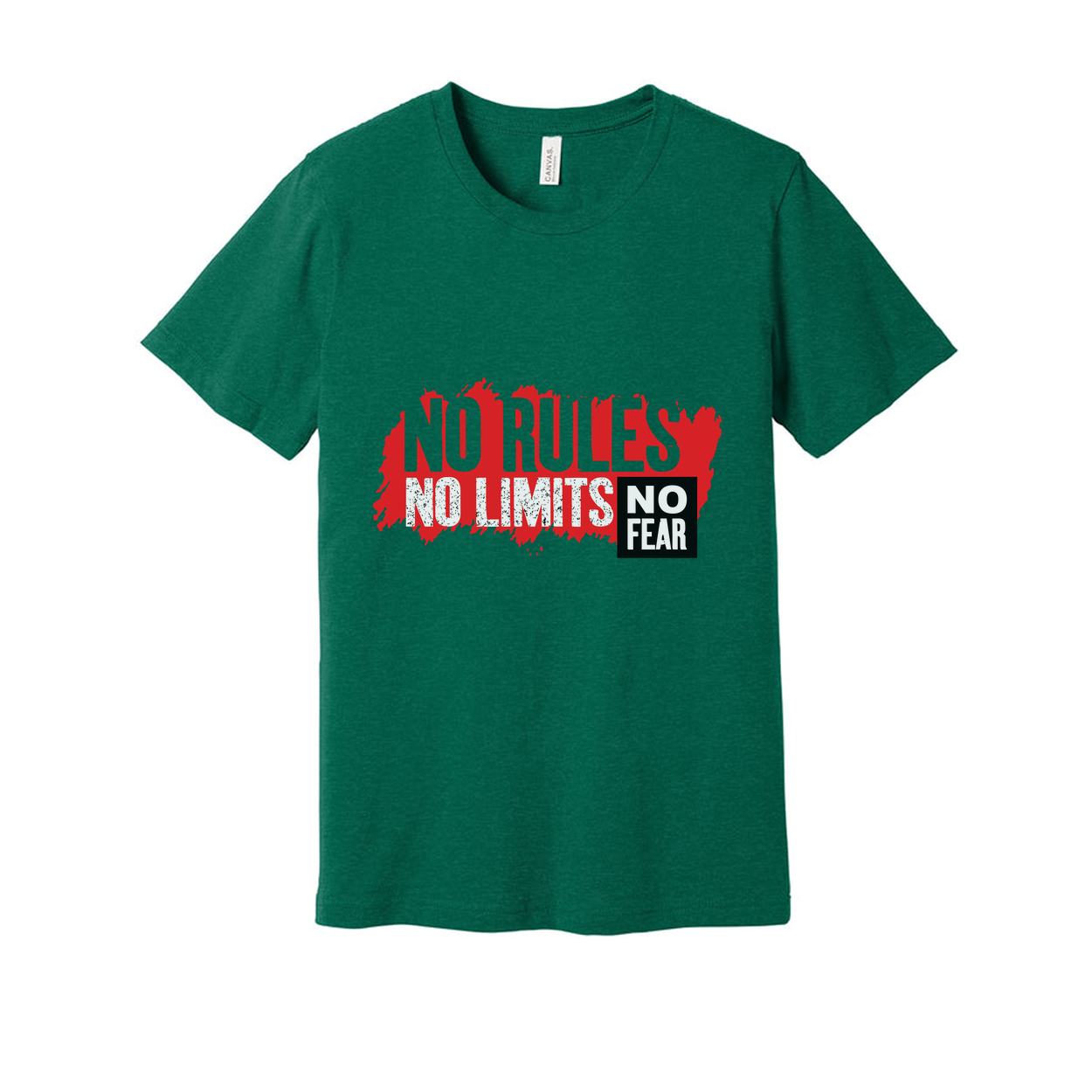 No Rules No Limits No Fear Graphic Tee For Unisex Short Sleeve Cotton T Shirt With Bold Red Print