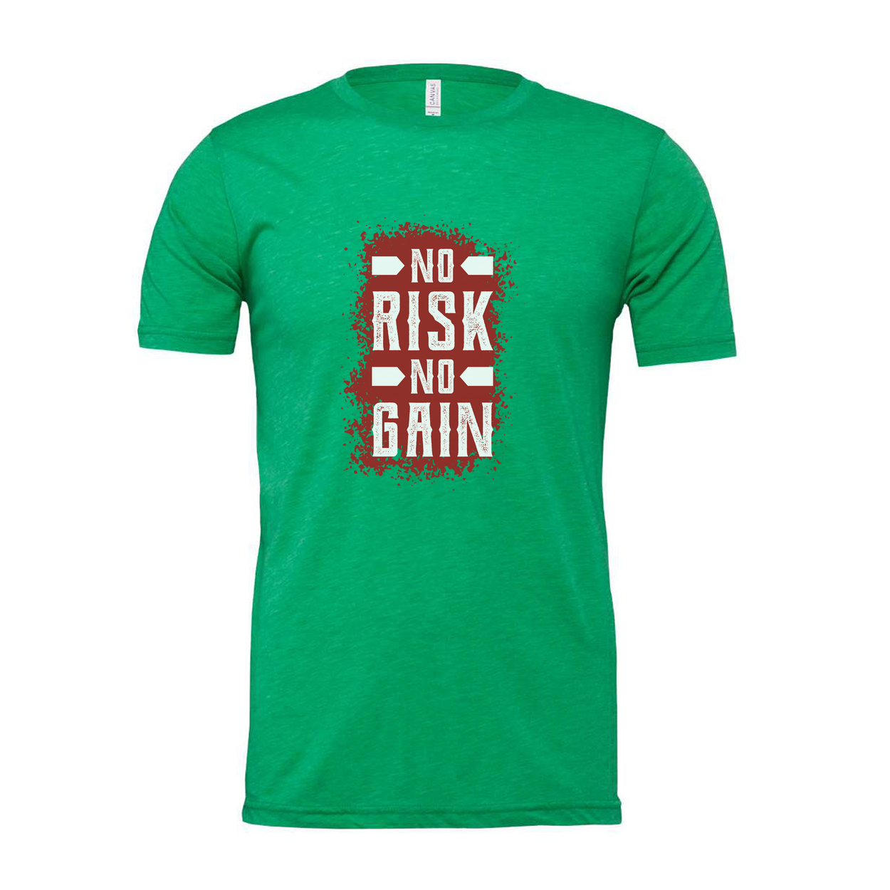 No Risk No Gain Unisex Graphic T Shirt With Bold Red Splatter Print Short Sleeve Cotton Tee