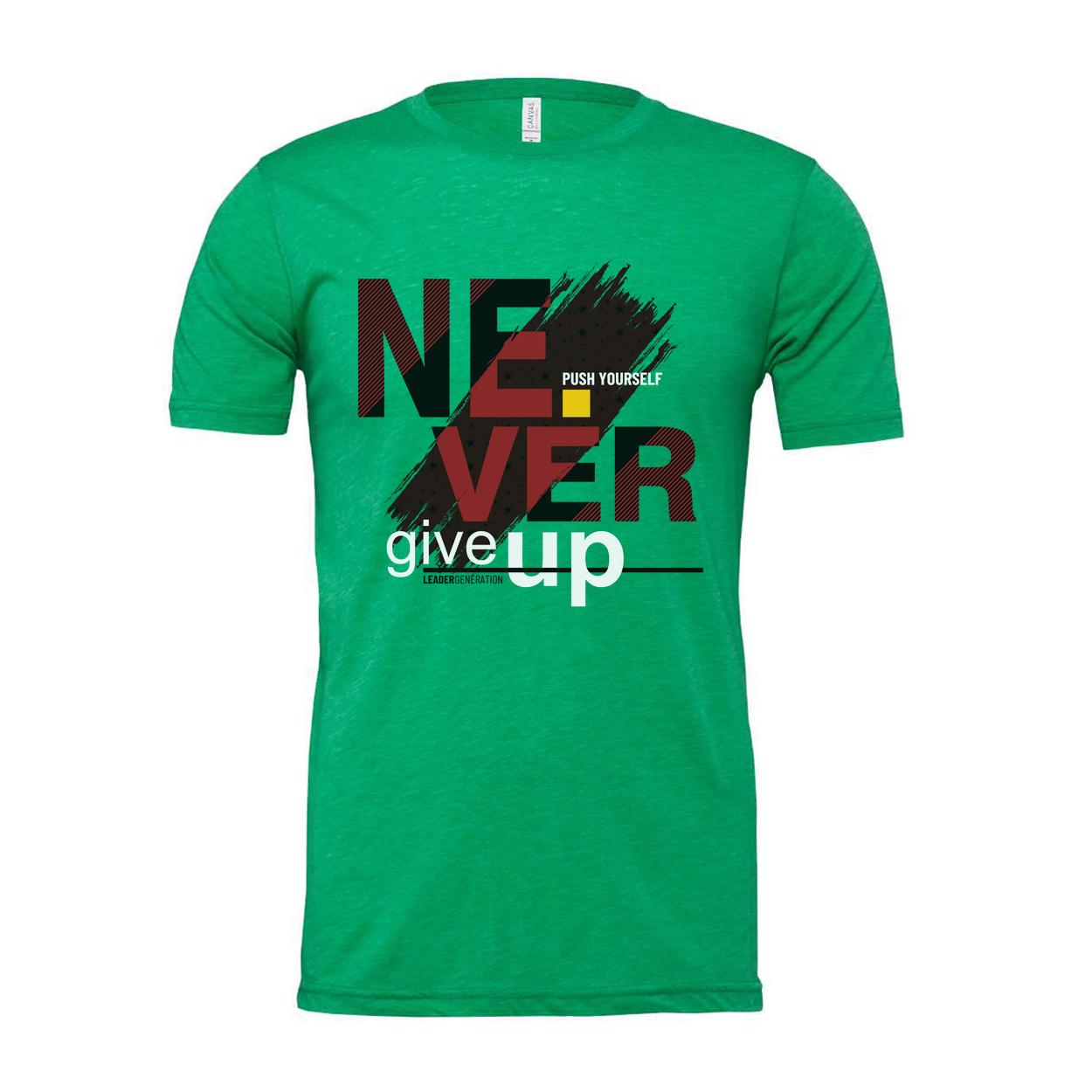 Never Give Up Graphic T Shirt Unisex White Cotton Tee With Bold Red Black Design