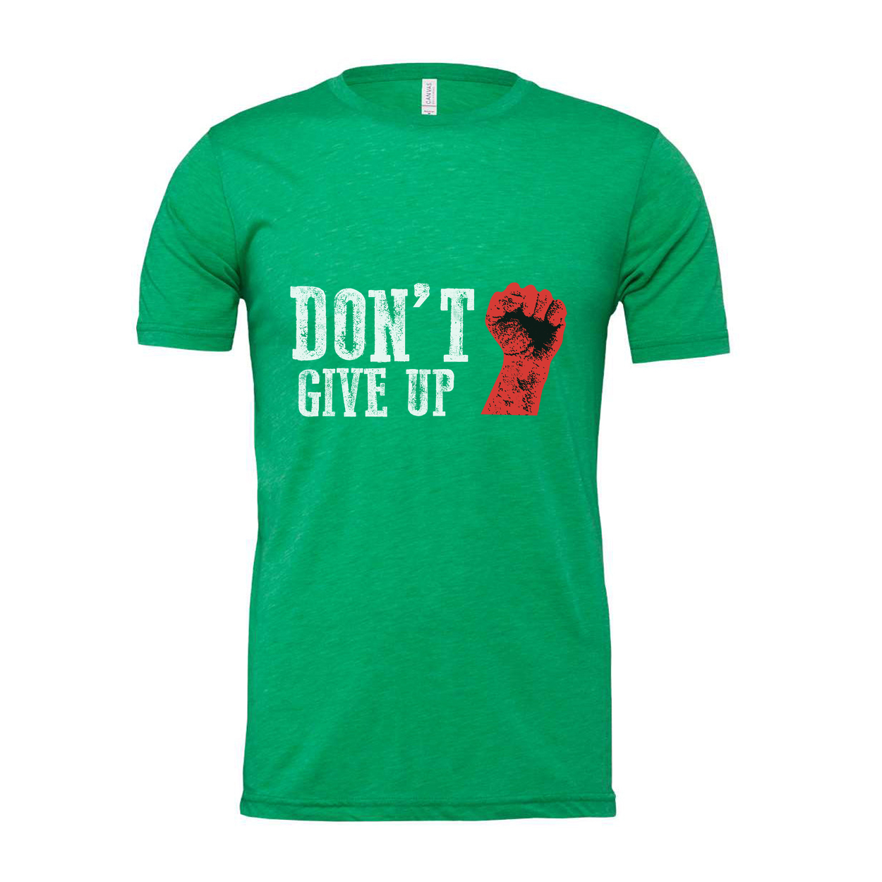 Don't Give Up Graphic Unisex T Shirt With Red Fist Print On White Cotton Tee For Active Wear