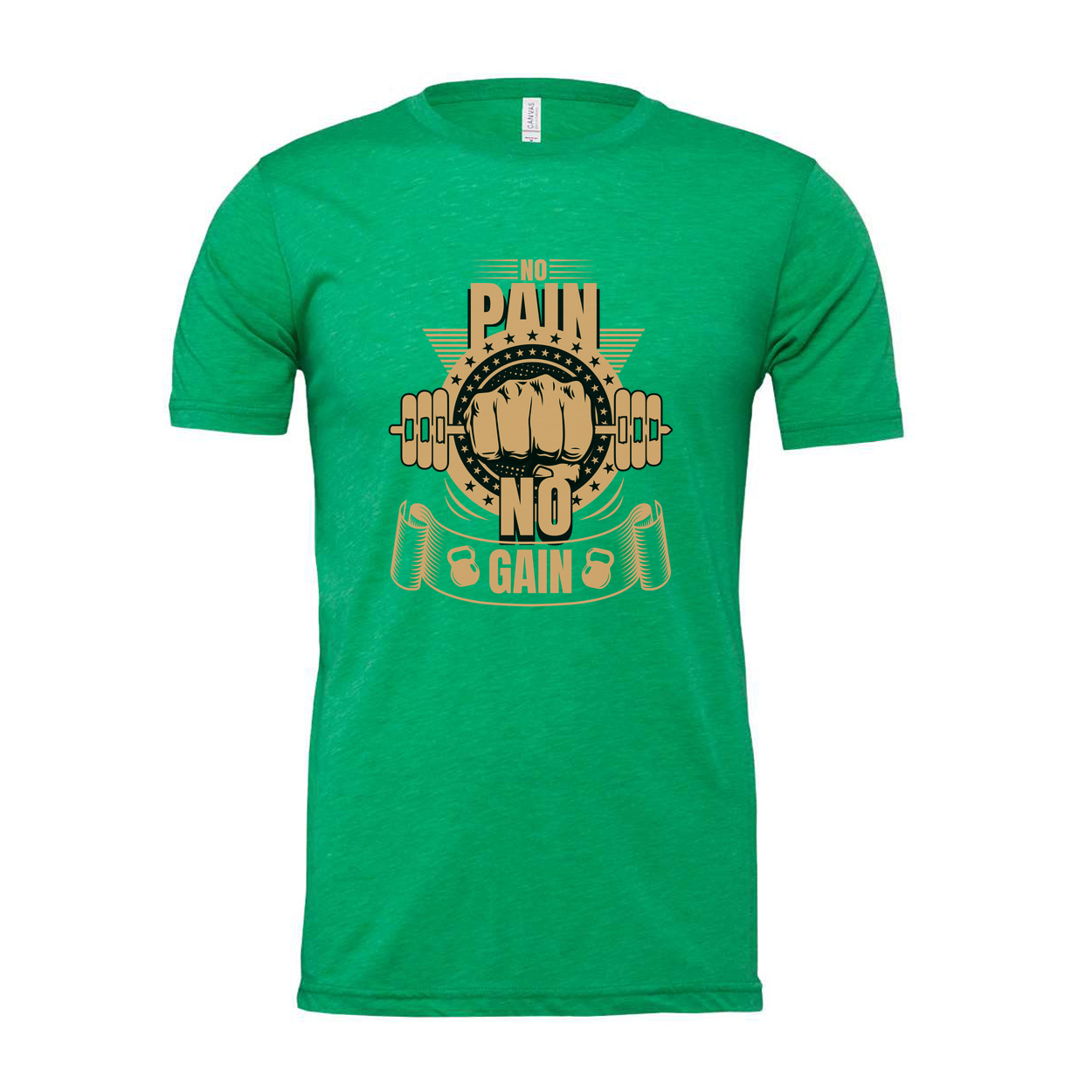 No Pain No Gain Unisex Graphic T Shirt With Fist Lifting Barbell Design In Orange Color