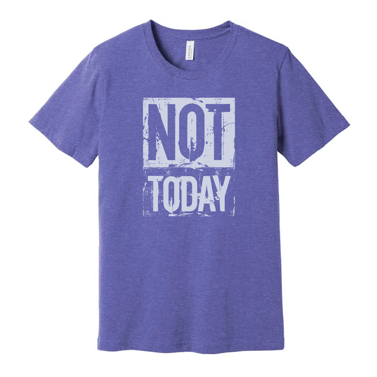 Not Today Graphic White Unisex T Shirt With Light Blue Distressed Square Print Tee
