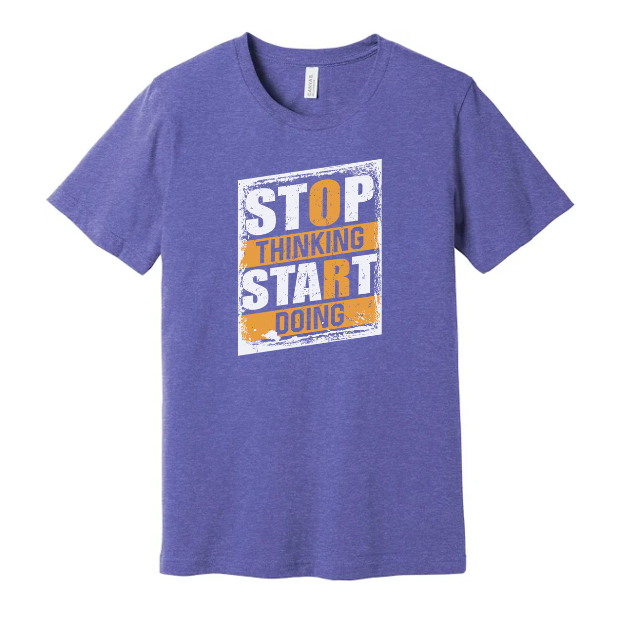 Stop Thinking Start Doing Graphic T Shirt Unisex White Cotton Short Sleeve Tee With Relaxed Fit