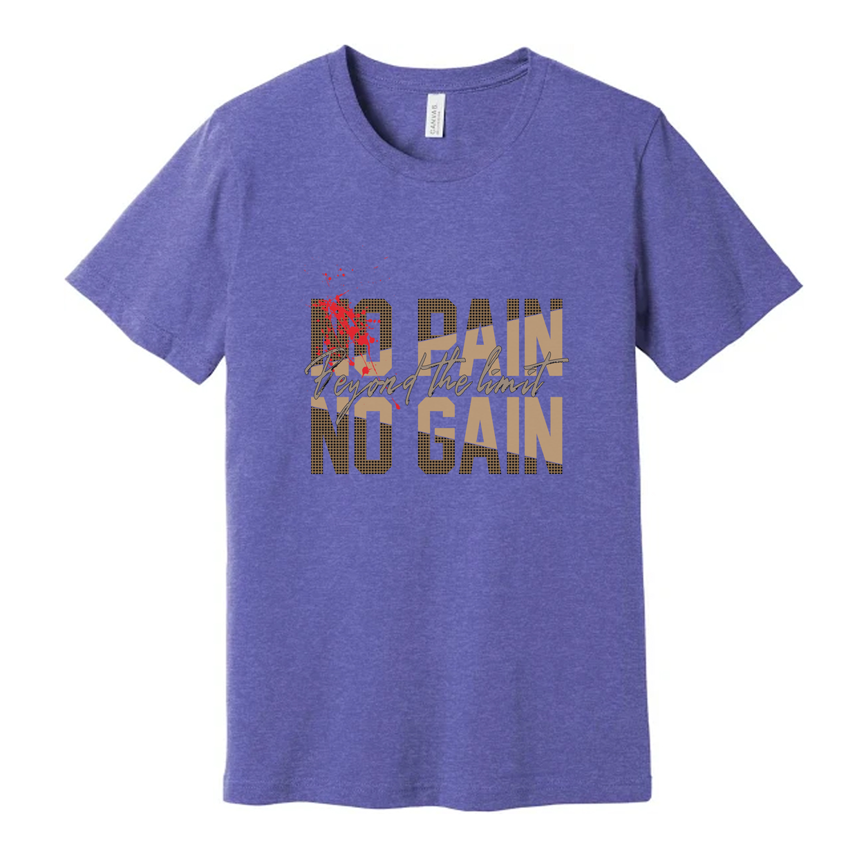 Unisex No Pain No Gain Graphic T Shirt With Bold Block Text And Red Splatter Design For Active Lifestyles