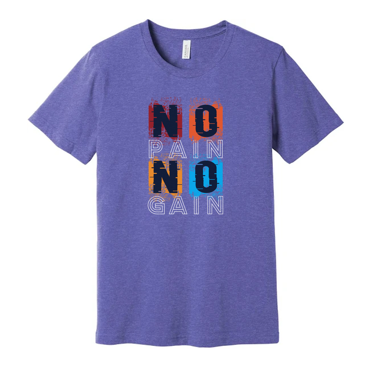 No Pain No Gain Color Block Graphic T Shirt For Unisex Short Sleeve Casual Wear Everyday