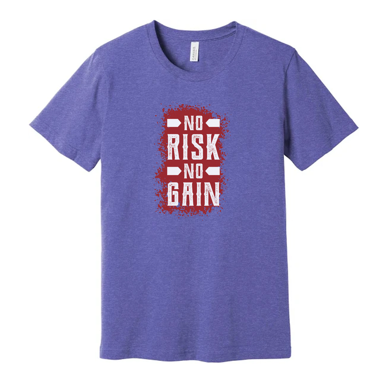 No Risk No Gain Unisex Graphic T Shirt With Bold Red Splatter Print Short Sleeve Cotton Tee