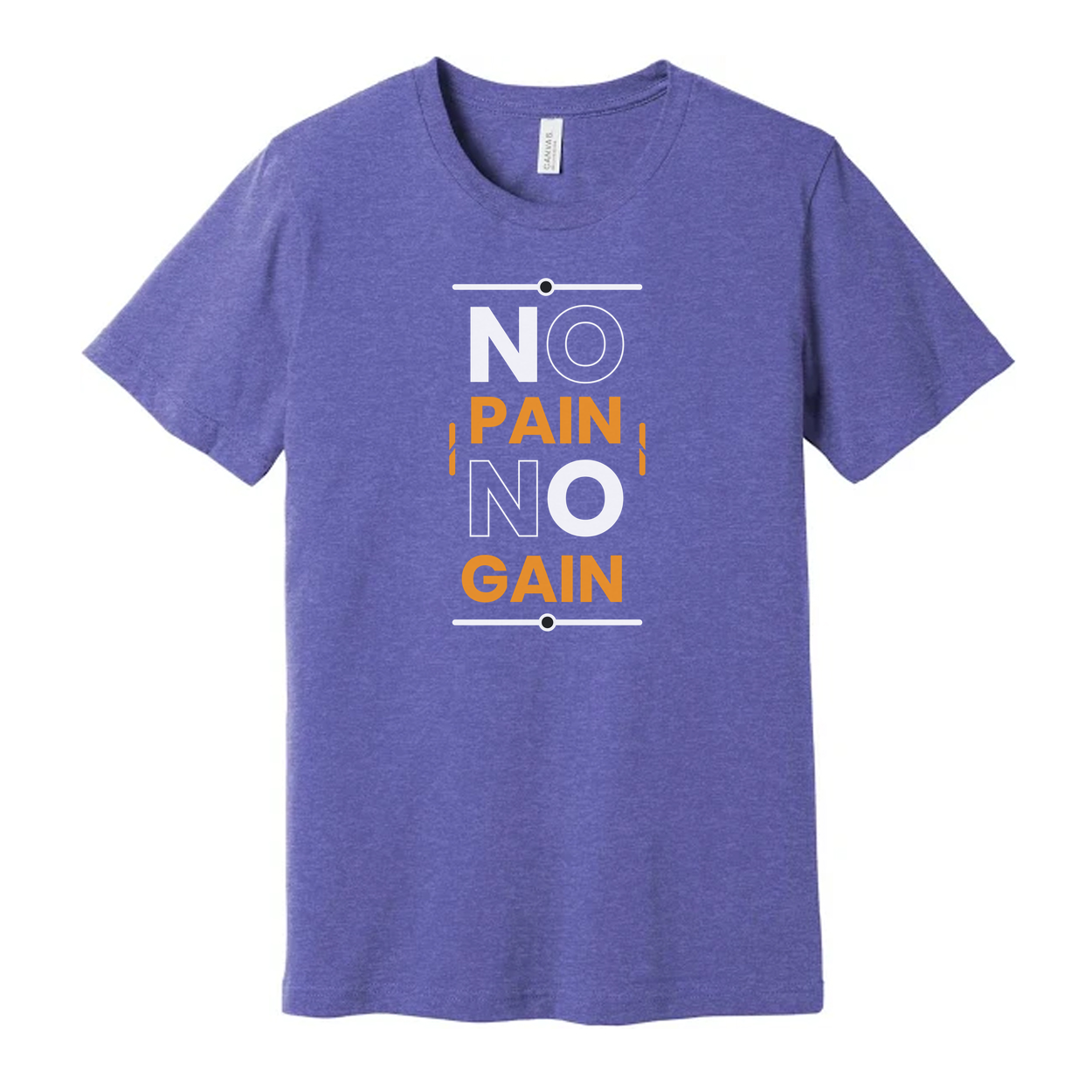 No Pain No Gain Graphic Tee For Unisex Short Sleeve Cotton T Shirt With Bold Orange Text And Minimalist Designs