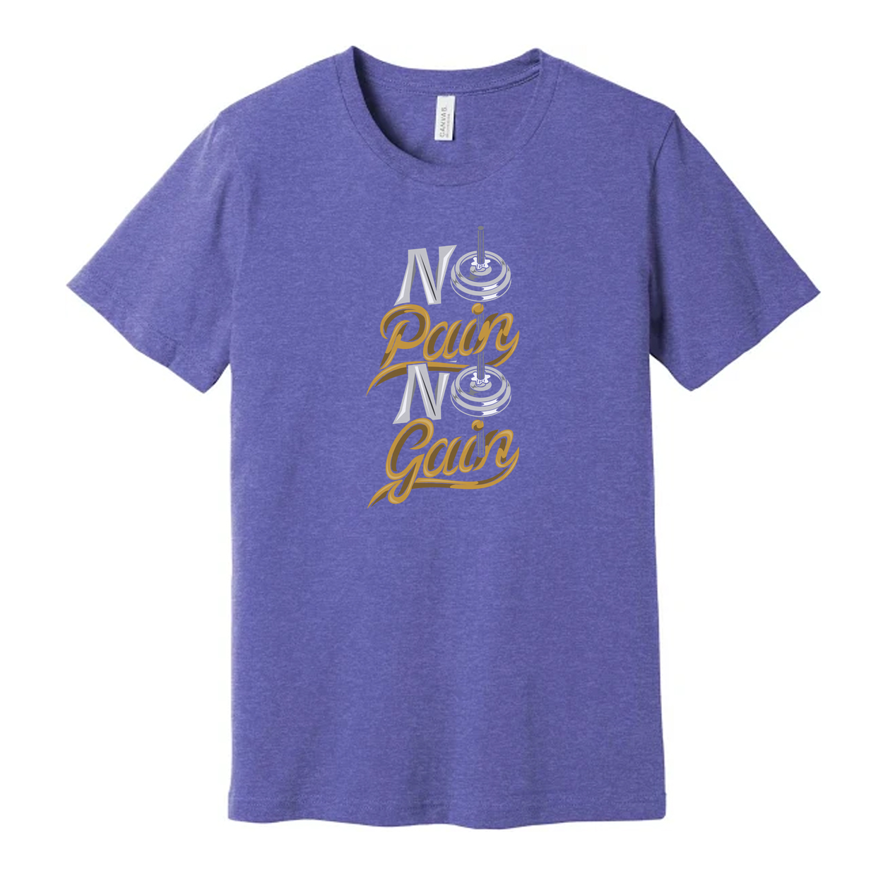 Unisex No Pain No Gain Graphic T Shirt With Weightlifting Motif For Gym Enthusiasts And Athletes