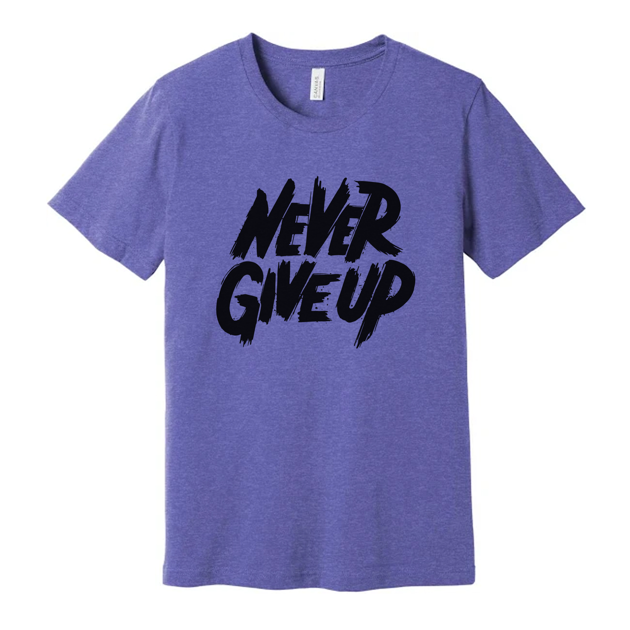 Never Give Up Graphic T Shirt For Unisex Adults White Cotton Short Sleeve Everyday Wear