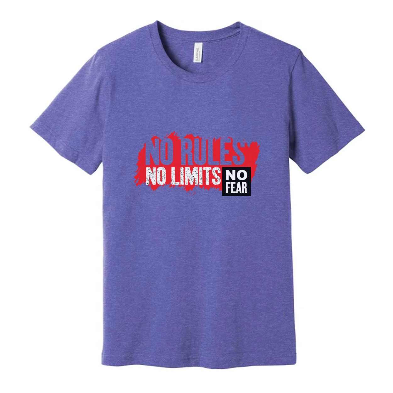 No Rules No Limits No Fear Graphic Tee For Unisex Short Sleeve Cotton T Shirt With Bold Red Print
