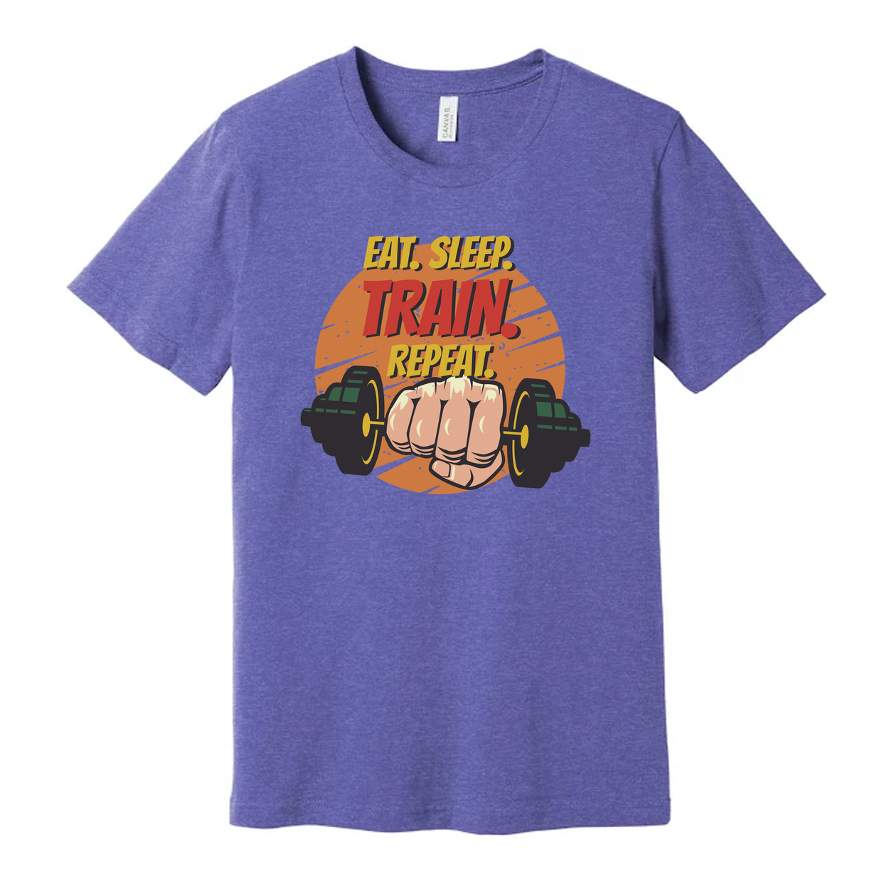 Eat Sleep Train Repeat Unisex Fitness Graphic T Shirt For Gym And Workout Cotton Short Sleeve