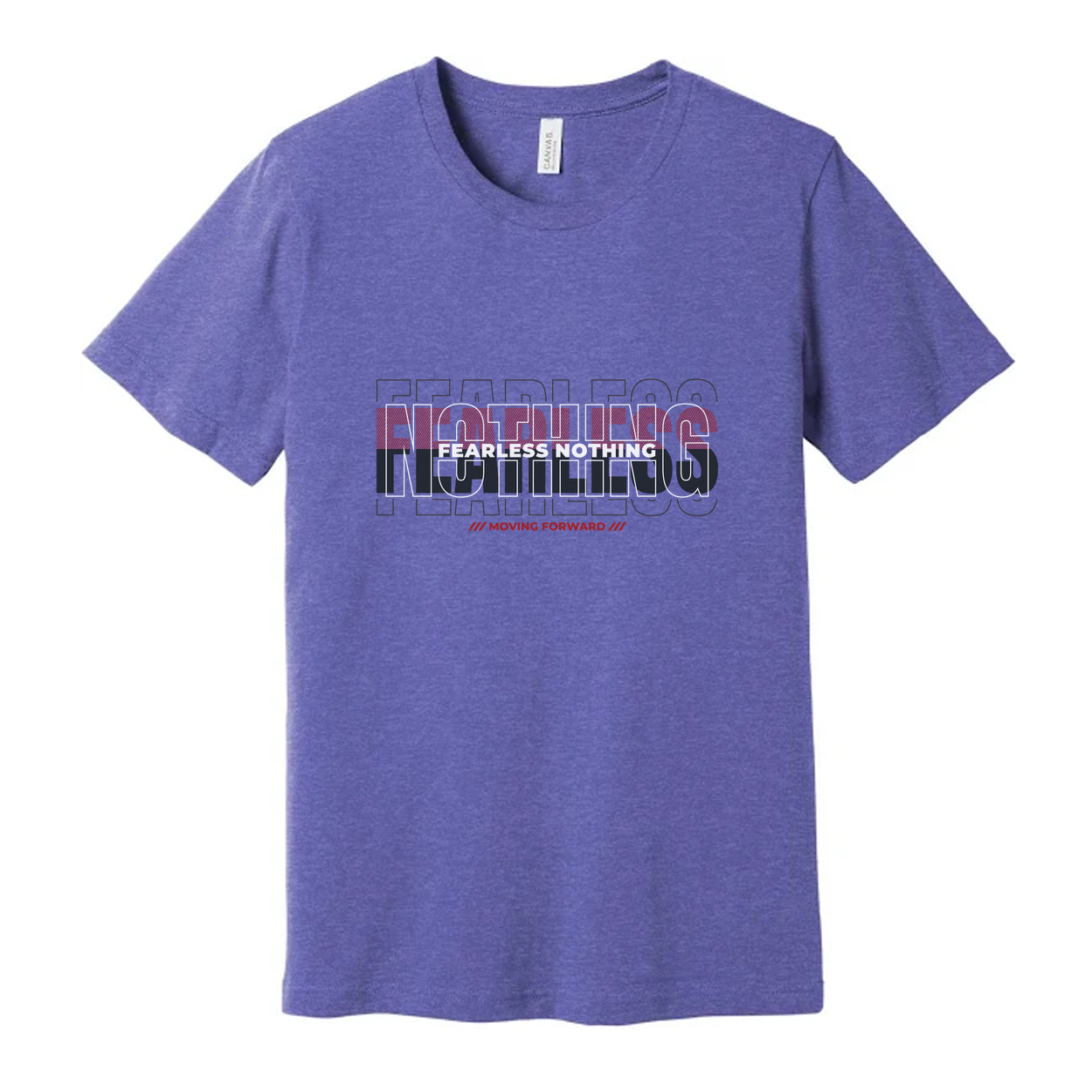 Unisex Fearless Graphic T Shirt With Bold Overlaid Text Design For Workout And Streetwear