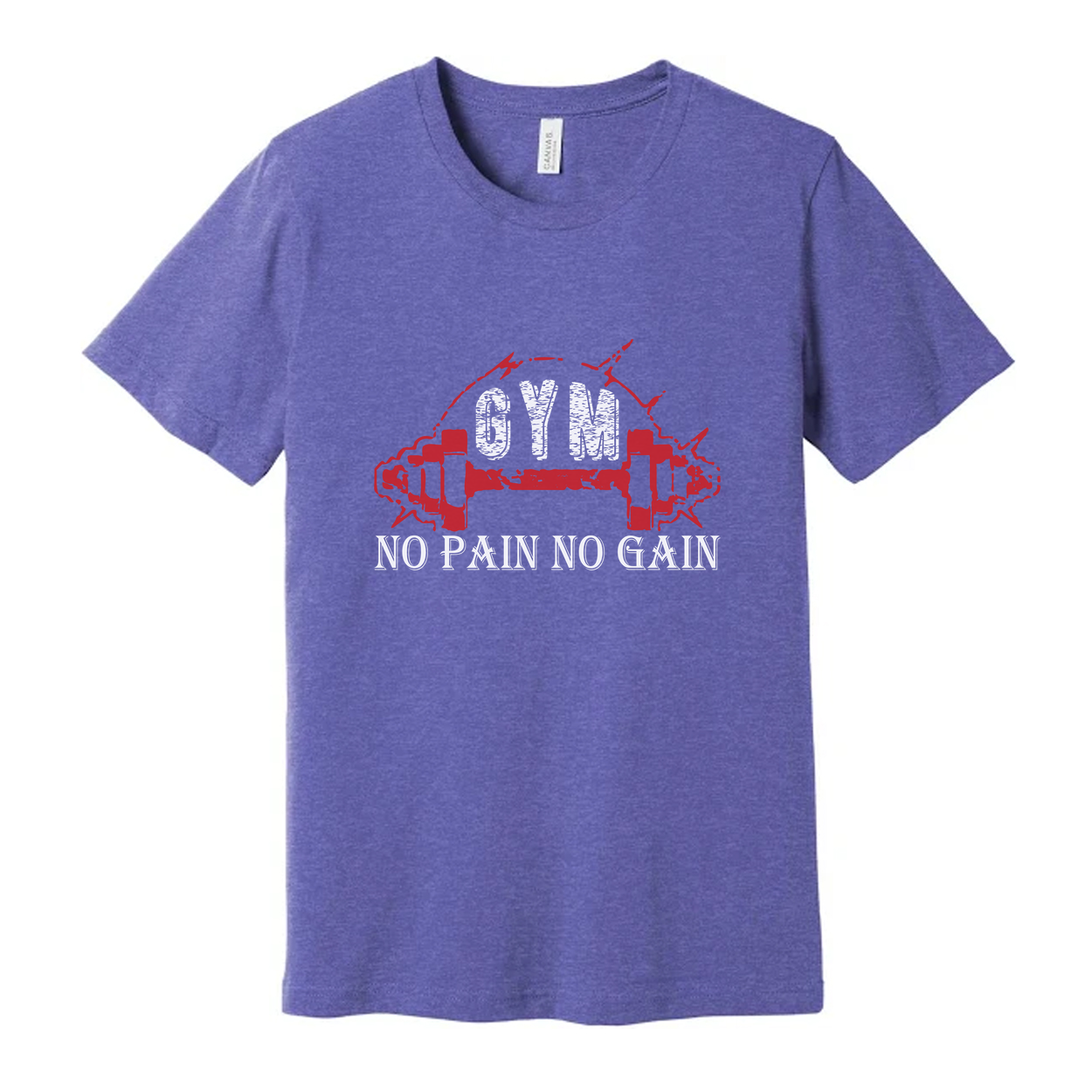 No Pain No Gain Unisex Fitness T Shirt With Red Dumbbell Graphic Cotton Blend Soft Fabric