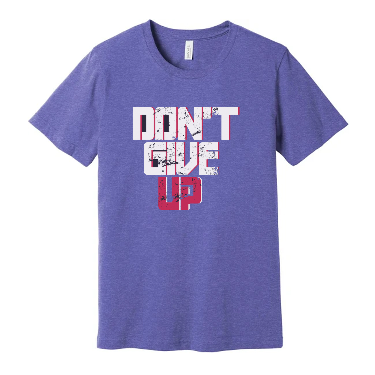 Don't Give Up Graphic T Shirt Unisex White Short Sleeve With Pink And Black Design