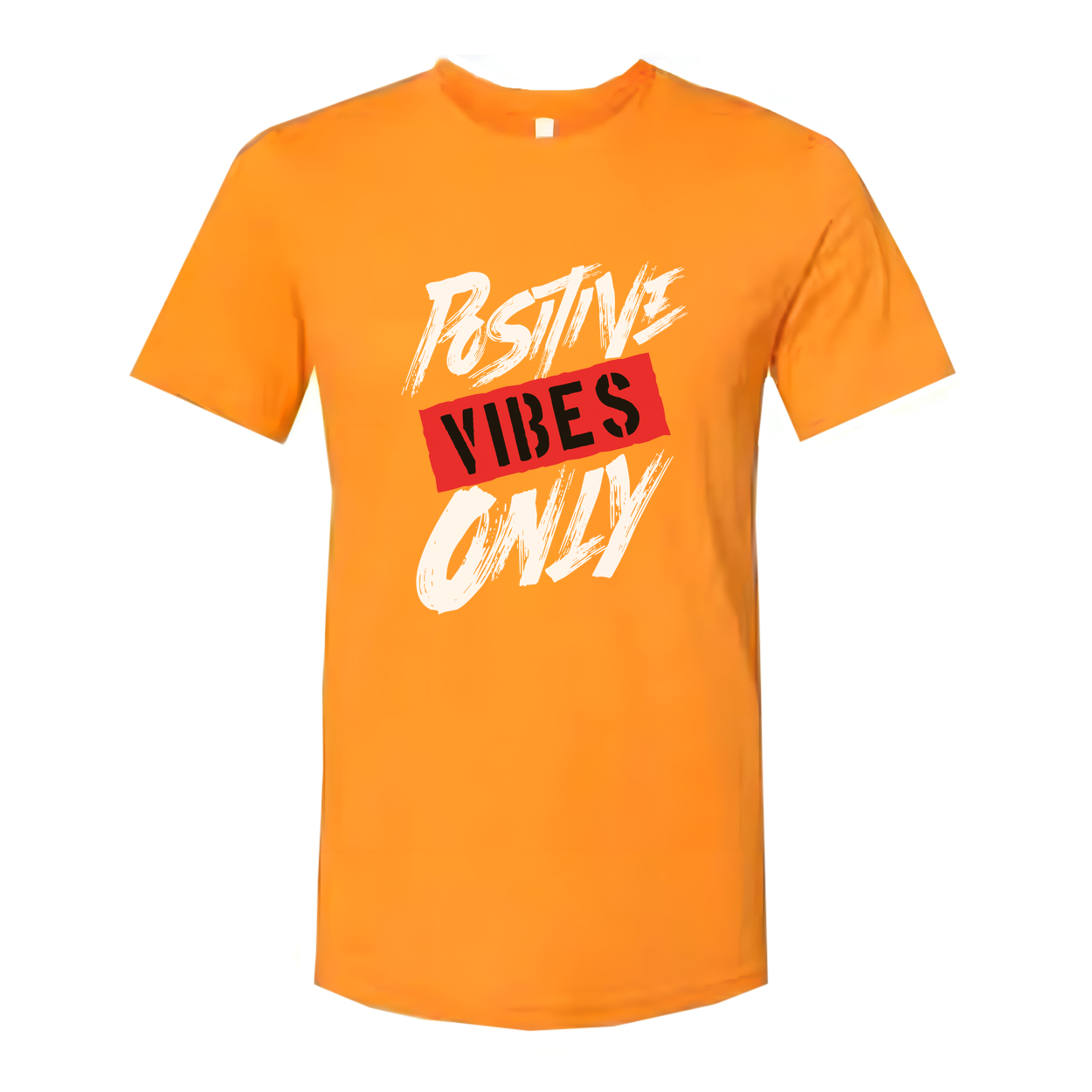 Positive Vibes Only Unisex Graphic T Shirt White Short Sleeve Cotton Everyday Wear