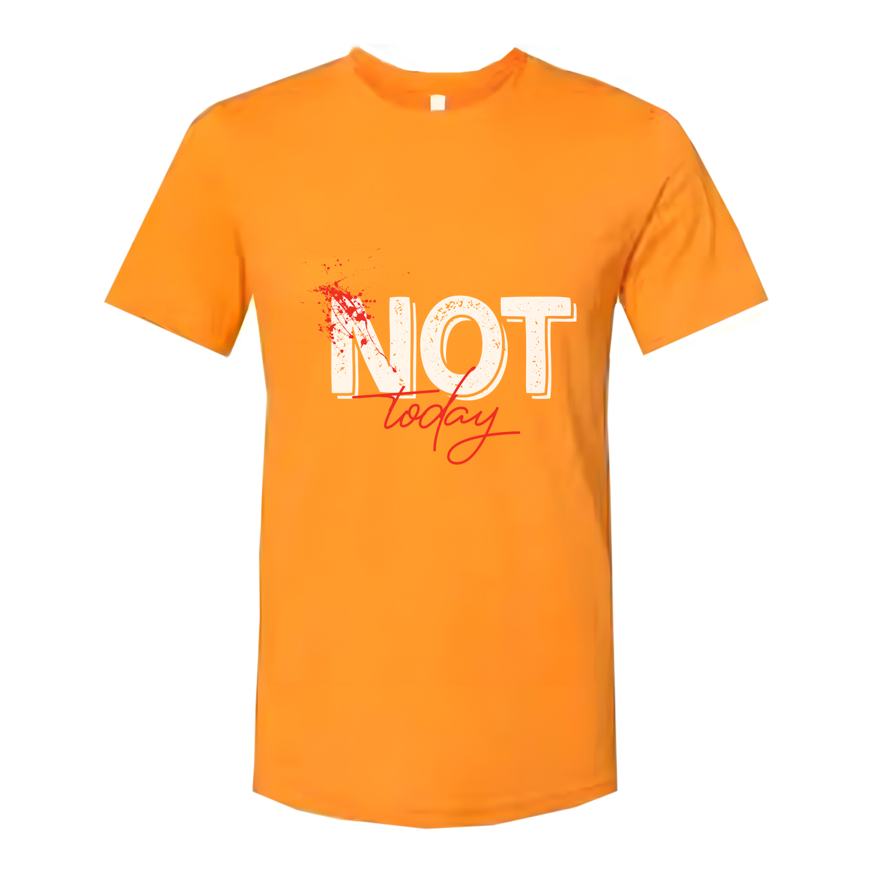 Unisex Not Today Graphic White T Shirt With Red Paint Splatter Print For Casual Fitness Wear