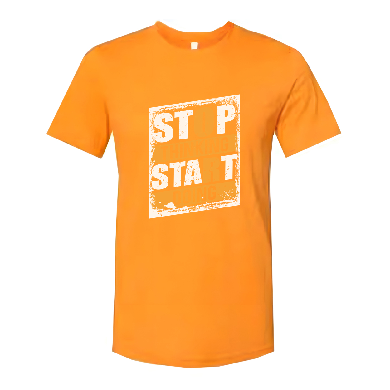 Stop Thinking Start Doing Graphic T Shirt Unisex White Cotton Short Sleeve Tee With Relaxed Fit