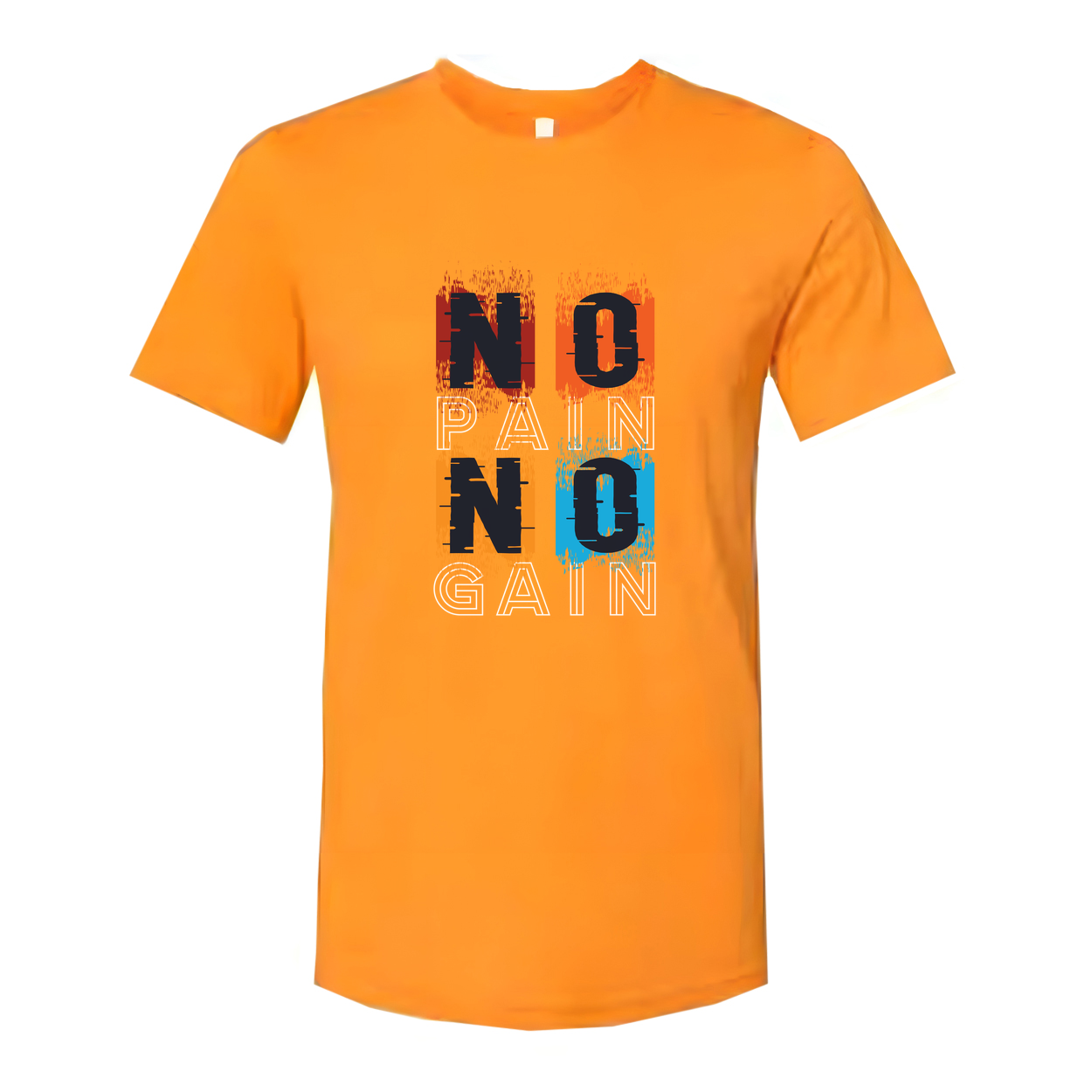 No Pain No Gain Color Block Graphic T Shirt For Unisex Short Sleeve Casual Wear Everyday