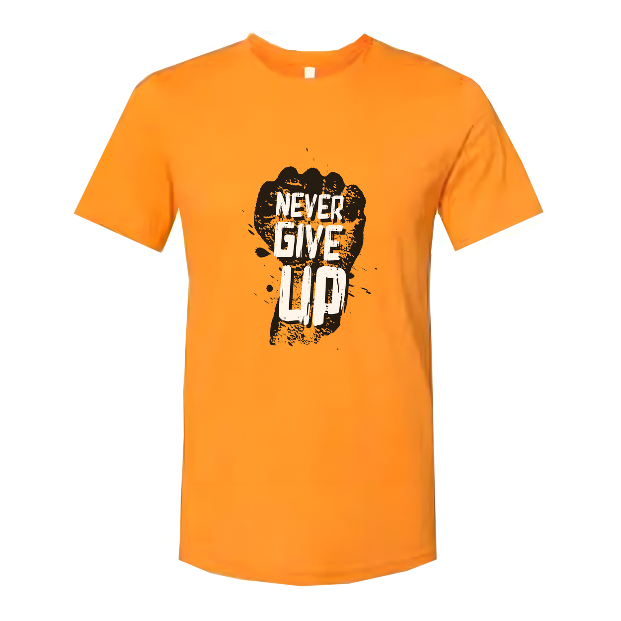 Never Give Up Fist Graphic Unisex Cotton Short Sleeve T Shirt With Bold Black Print
