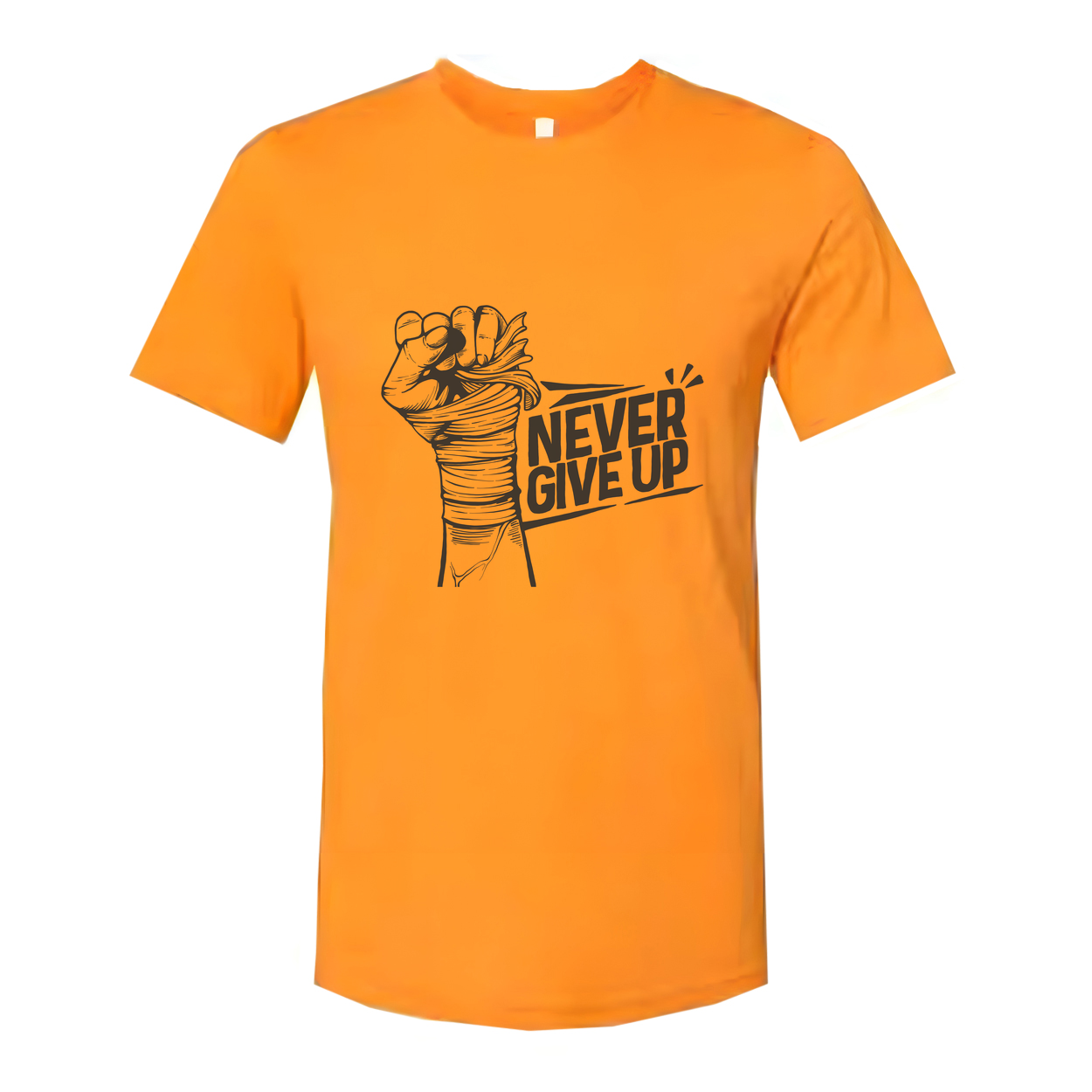 Never Give Up Fist Graphic Unisex T Shirt On White Cotton Short Sleeve Tee For Everyday Wear