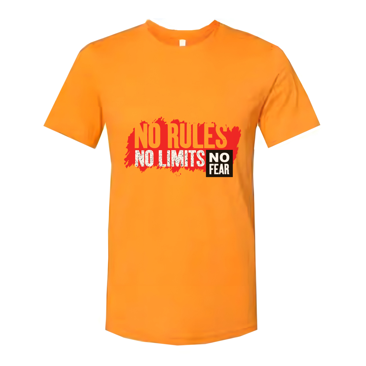 No Rules No Limits No Fear Graphic Tee For Unisex Short Sleeve Cotton T Shirt With Bold Red Print