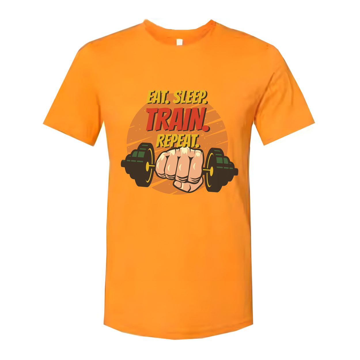Eat Sleep Train Repeat Unisex Fitness Graphic T Shirt For Gym And Workout Cotton Short Sleeve