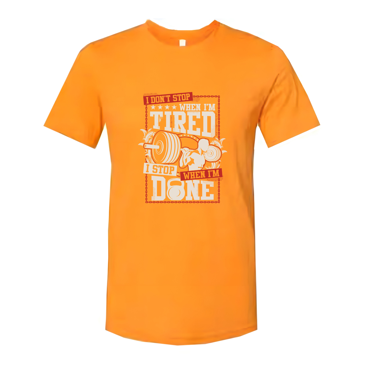 Unisex Graphic T Shirt I Dont Stop When Im Tired With Red Dumbbell Outline Design