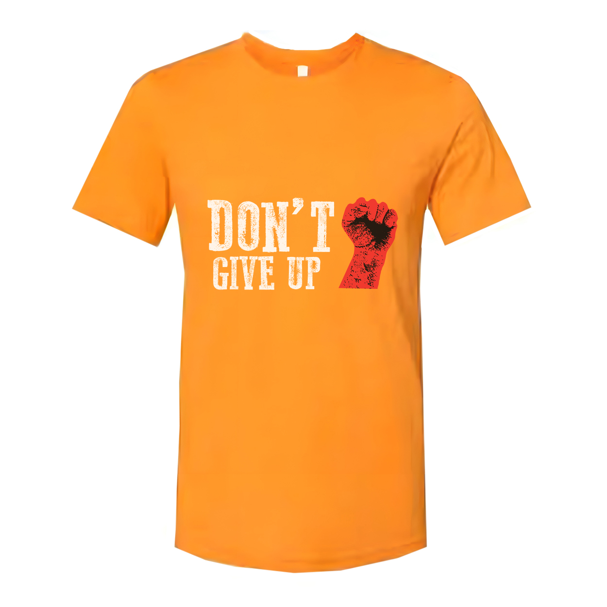 Don't Give Up Graphic Unisex T Shirt With Red Fist Print On White Cotton Tee For Active Wear